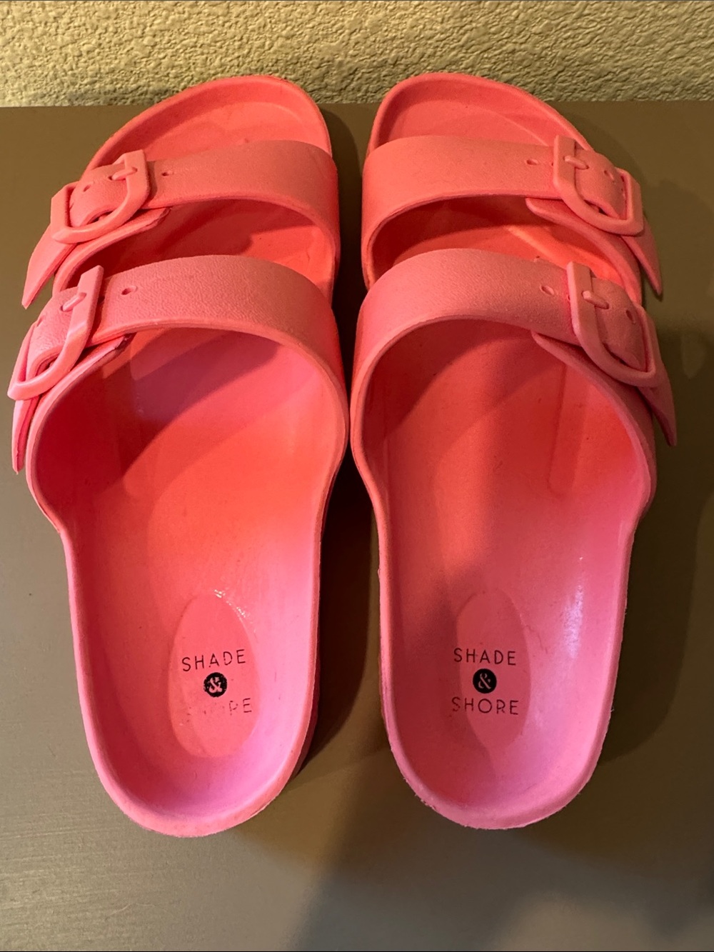 Shade & Shore Kids' Hot Pink Double-Buckle Slide Sandals